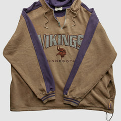 Minnesota Vikings Lee Sport 90s Hooded 1/4 Zip Sweatshirt Clay Vintage - Fanatics