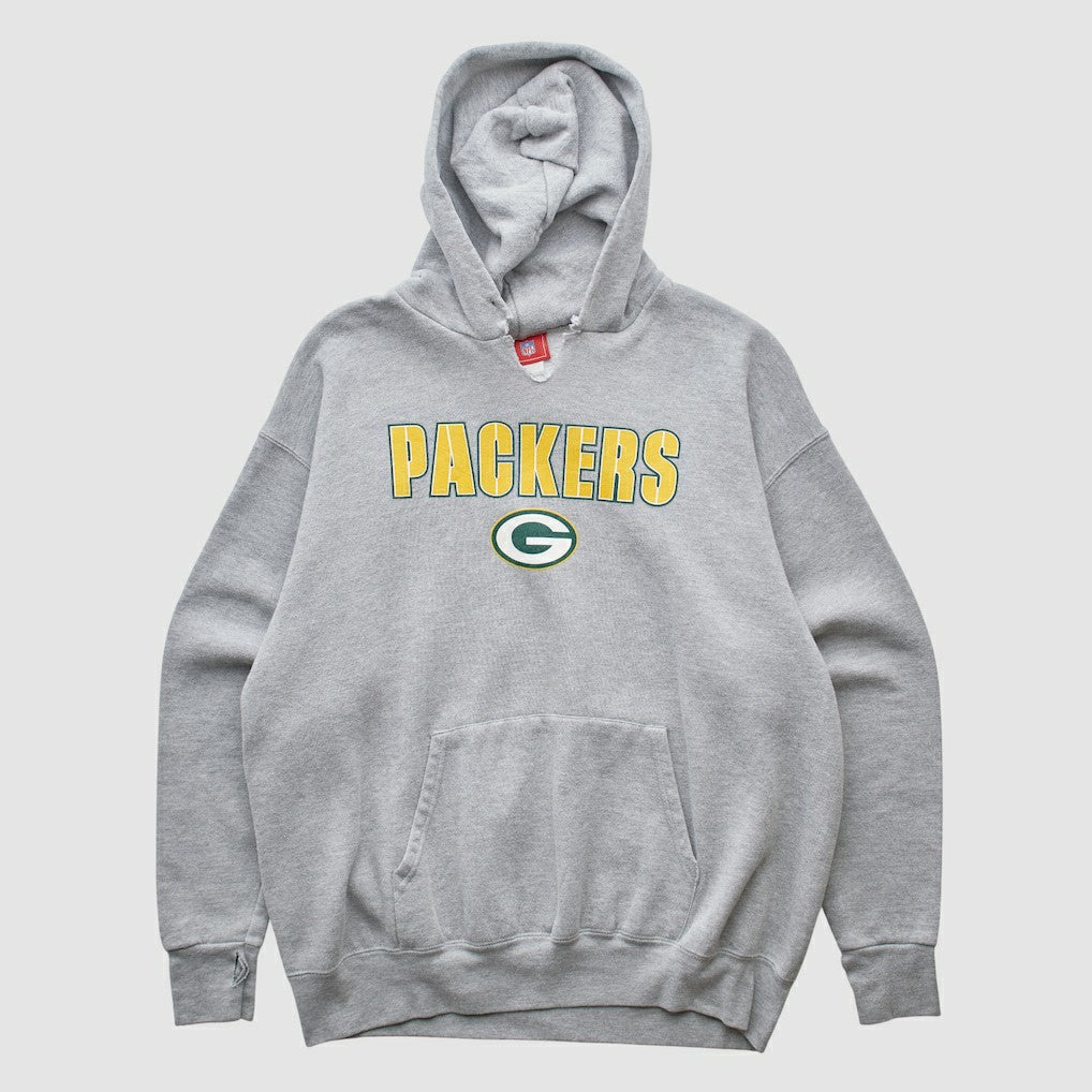 Green Bay Packers NFL 2000s Hooded Pullover Sweatshirt Heather Gray Vintage - Fanatics