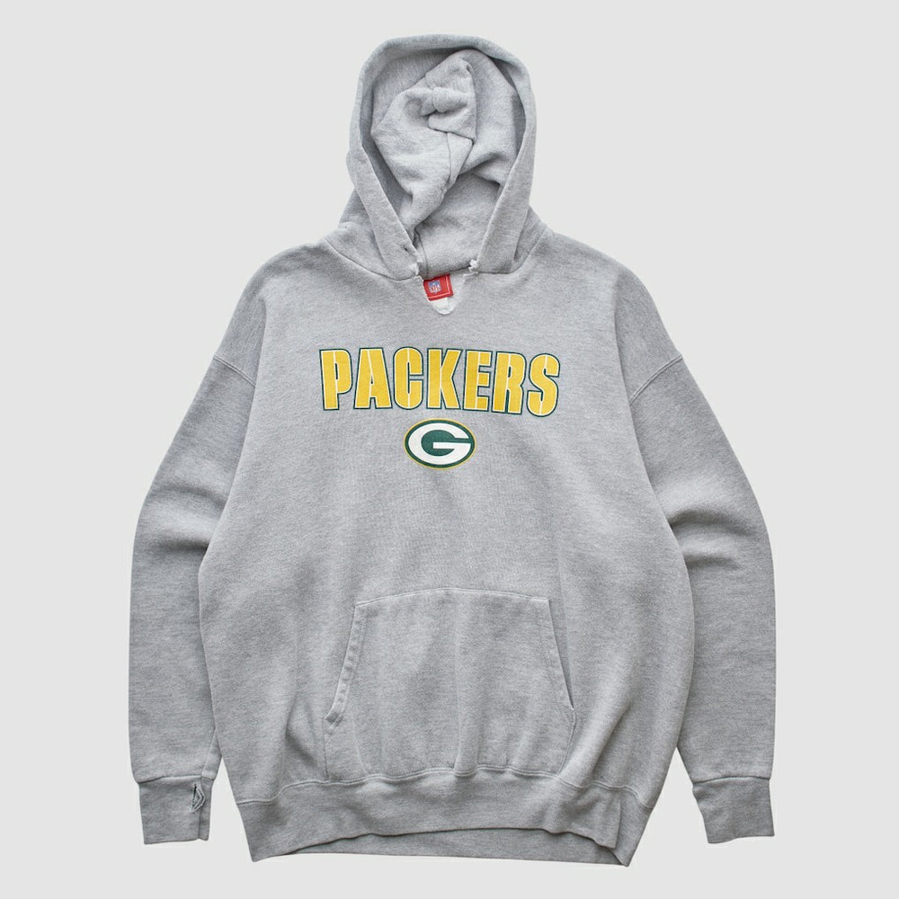 Green Bay Packers NFL 2000s Hooded Pullover Sweatshirt Heather Gray Vintage - Fanatics