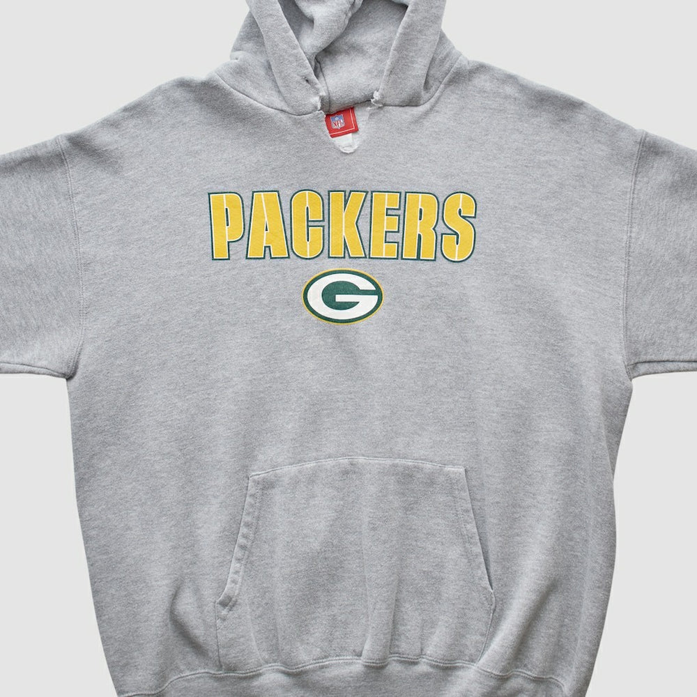 Green Bay Packers NFL 2000s Hooded Pullover Sweatshirt Heather Gray Vintage - Fanatics
