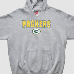 Green Bay Packers NFL 2000s Hooded Pullover Sweatshirt Heather Gray Vintage - Fanatics