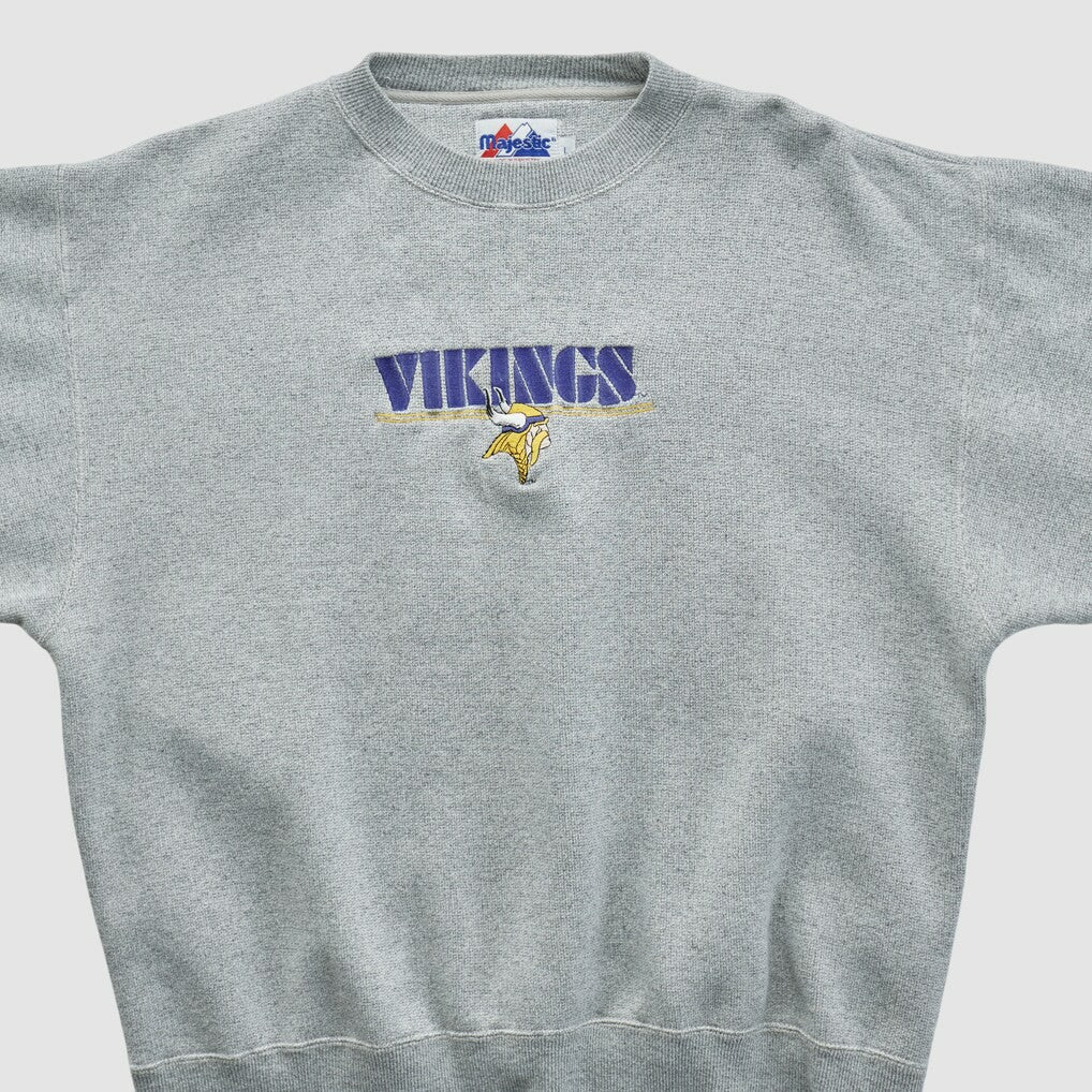 Minnesota Vikings Majestic 2000s Pullover Sweatshirt Heather Gray Vintage - Fanatics