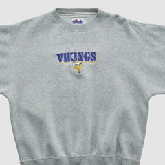 Minnesota Vikings Majestic 2000s Pullover Sweatshirt Heather Gray Vintage - Fanatics