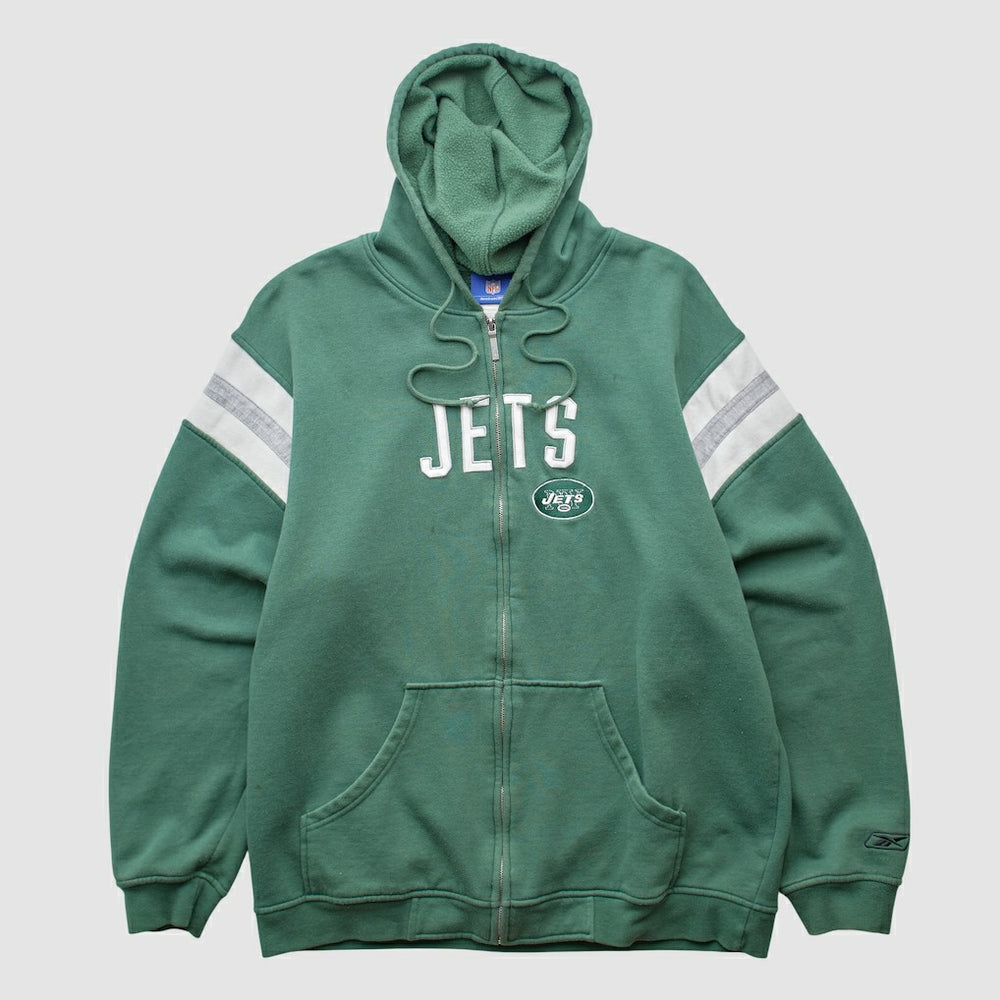 New York Jets Reebok 2000s Hooded Full Zip Sweatshirt Green Vintage - Fanatics