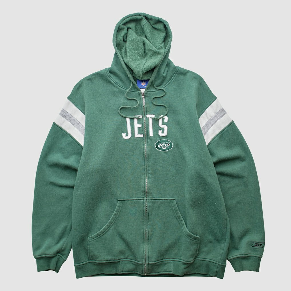 New York Jets Reebok 2000s Hooded Full Zip Sweatshirt Green Vintage - Fanatics