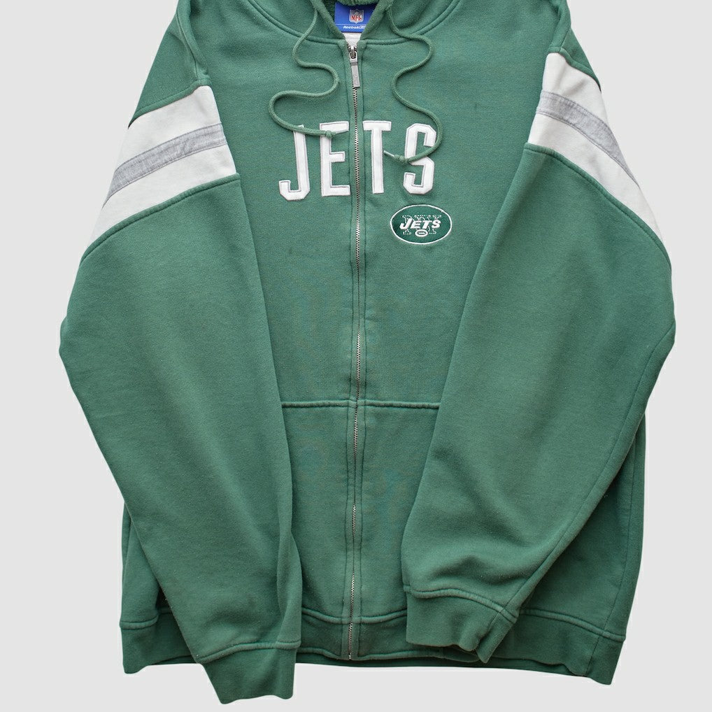 New York Jets Reebok 2000s Hooded Full Zip Sweatshirt Green Vintage - Fanatics