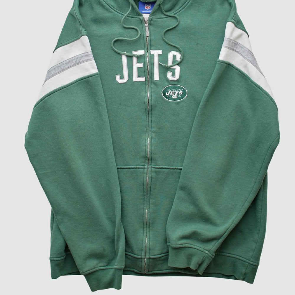 New York Jets Reebok 2000s Hooded Full Zip Sweatshirt Green Vintage - Fanatics