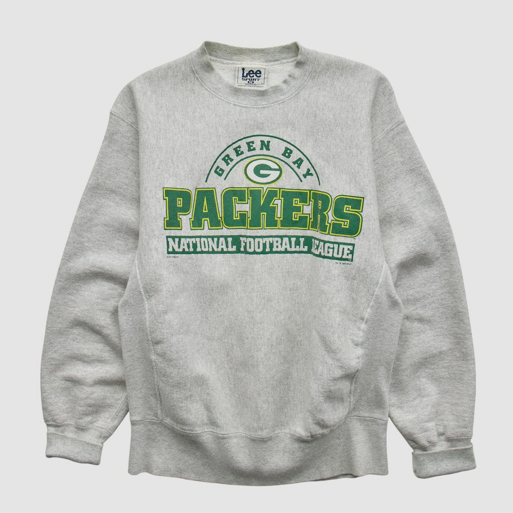 Green Bay Packers Lee Sport 90s Pullover Sweatshirt Heather Gray Vintage - Fanatics
