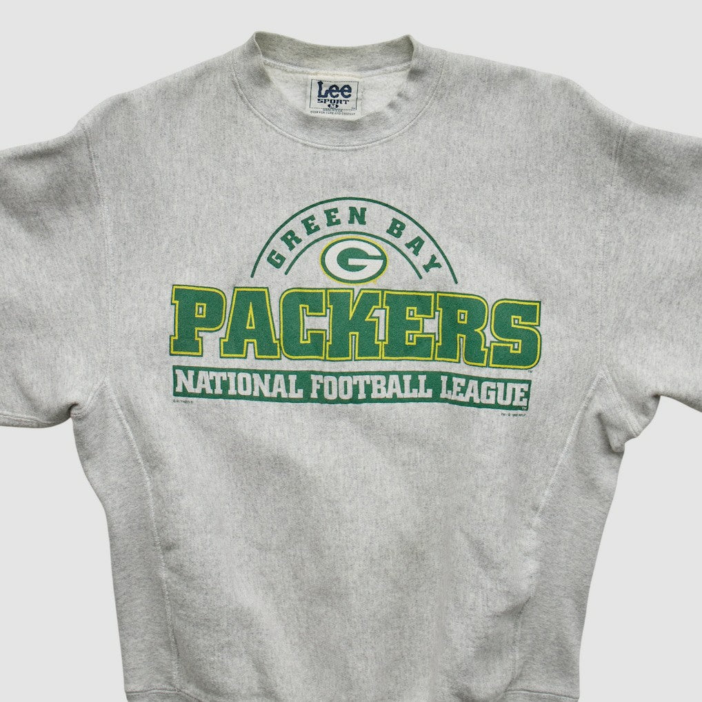 Green Bay Packers Lee Sport 90s Pullover Sweatshirt Heather Gray Vintage - Fanatics