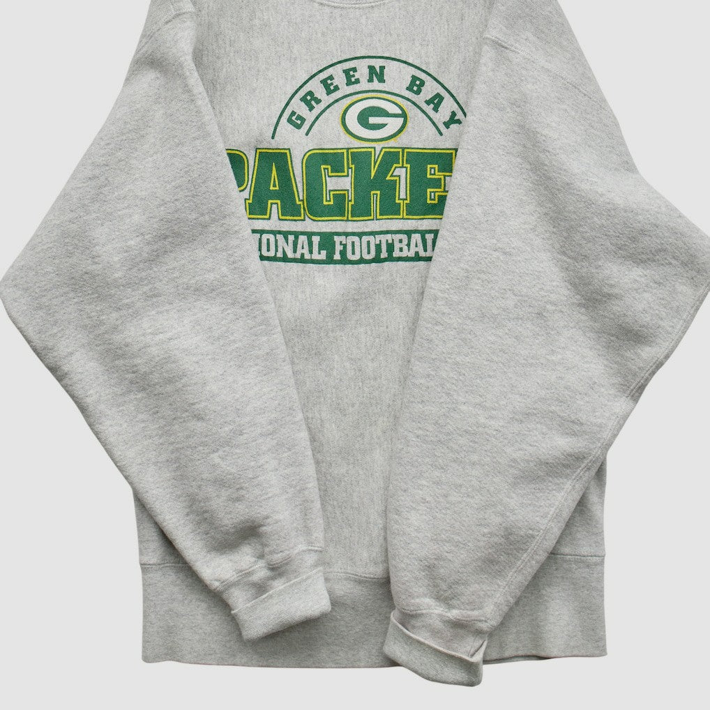 Green Bay Packers Lee Sport 90s Pullover Sweatshirt Heather Gray Vintage - Fanatics