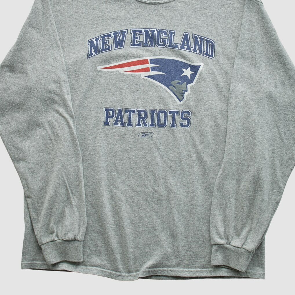 New England Patriots NFL 2000s Long Sleeve T-shirt Heather Gray Vintage - Fanatics