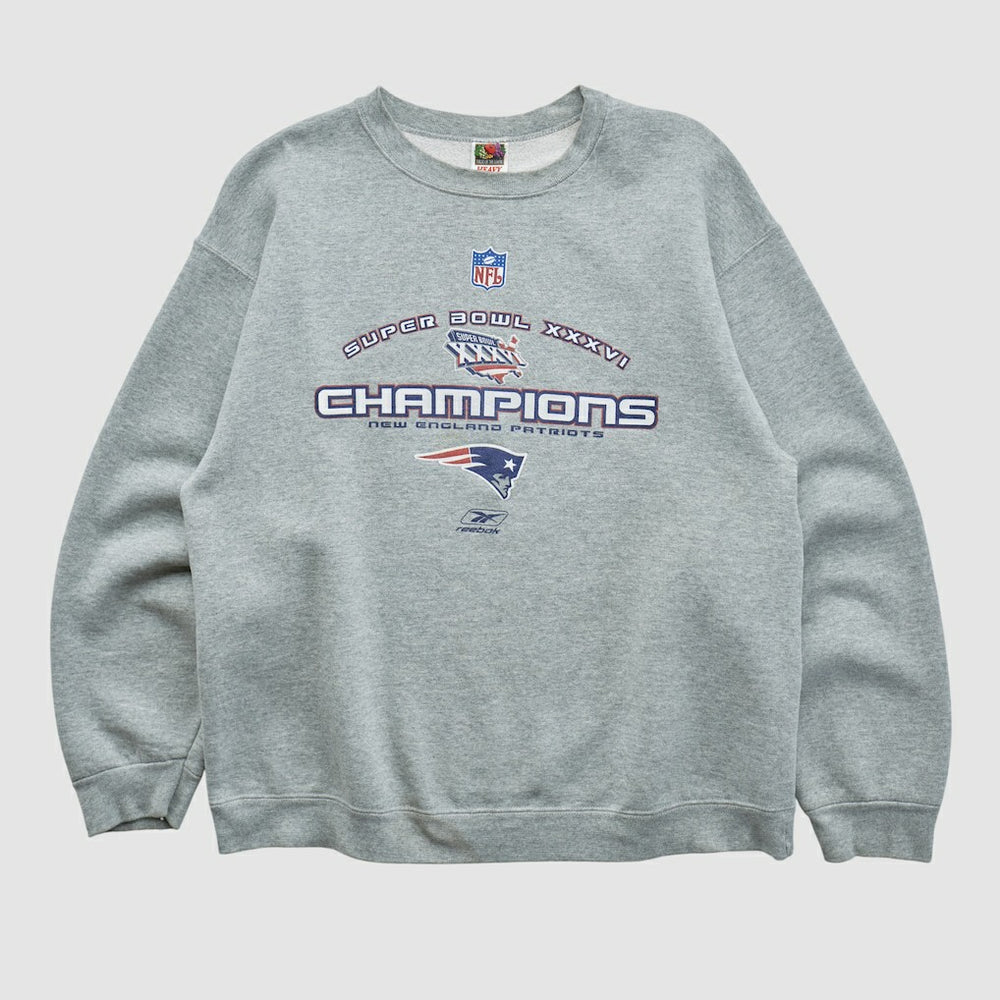 Super Bowl XXXVI Fruit of The Loom 2002 Pullover Sweatshirt Heather Gray Vintage - Fanatics