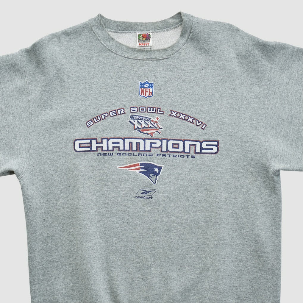 Super Bowl XXXVI Fruit of The Loom 2002 Pullover Sweatshirt Heather Gray Vintage - Fanatics