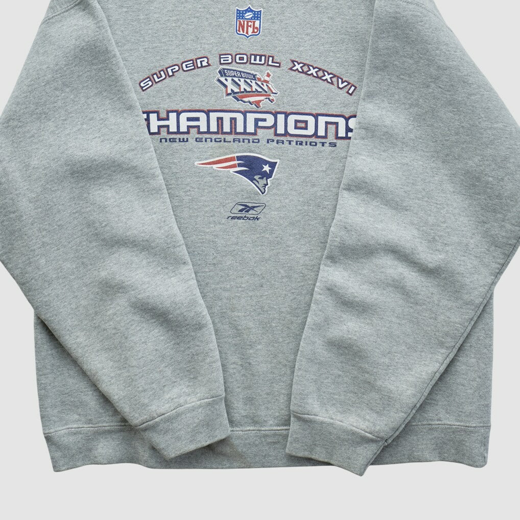 Super Bowl XXXVI Fruit of The Loom 2002 Pullover Sweatshirt Heather Gray Vintage - Fanatics