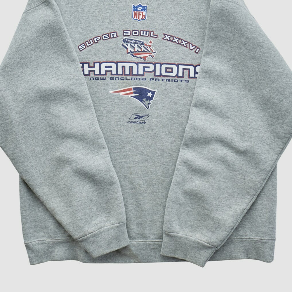 Super Bowl XXXVI Fruit of The Loom 2002 Pullover Sweatshirt Heather Gray Vintage - Fanatics