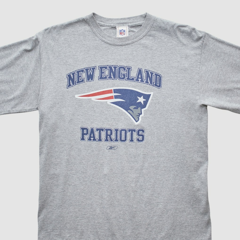 New England Patriots Reebok 2000s Long Sleeve T-shirt Heather Gray Vintage - Fanatics