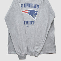 New England Patriots Reebok 2000s Long Sleeve T-shirt Heather Gray Vintage - Fanatics