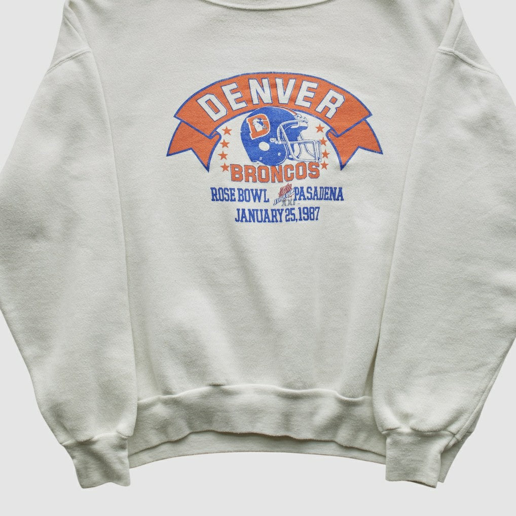 Denver Broncos Signal Sports 1987 Pullover Sweatshirt White Vintage - Fanatics