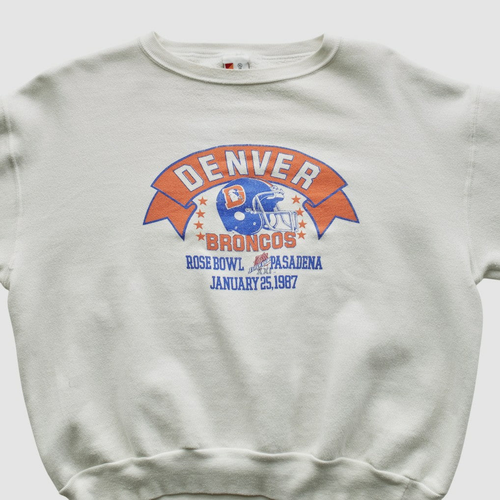 Denver Broncos Signal Sports 1987 Pullover Sweatshirt White Vintage - Fanatics