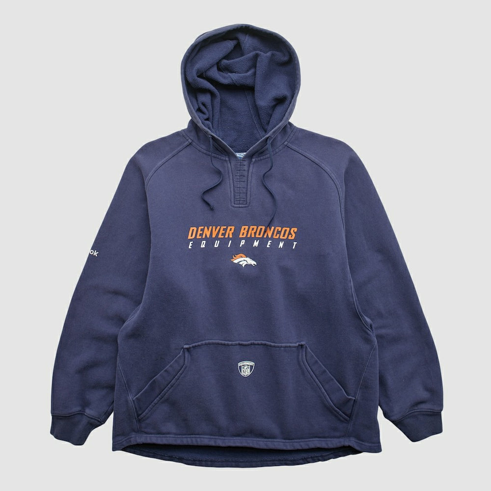 Denver Broncos Reebok 2000s Hooded Pullover Sweatshirt Navy Vintage - Fanatics