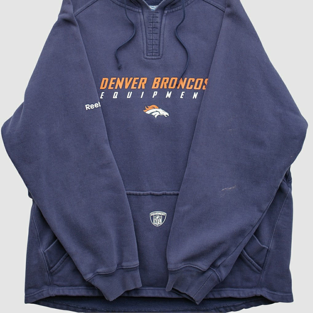 Denver Broncos Reebok 2000s Hooded Pullover Sweatshirt Navy Vintage - Fanatics