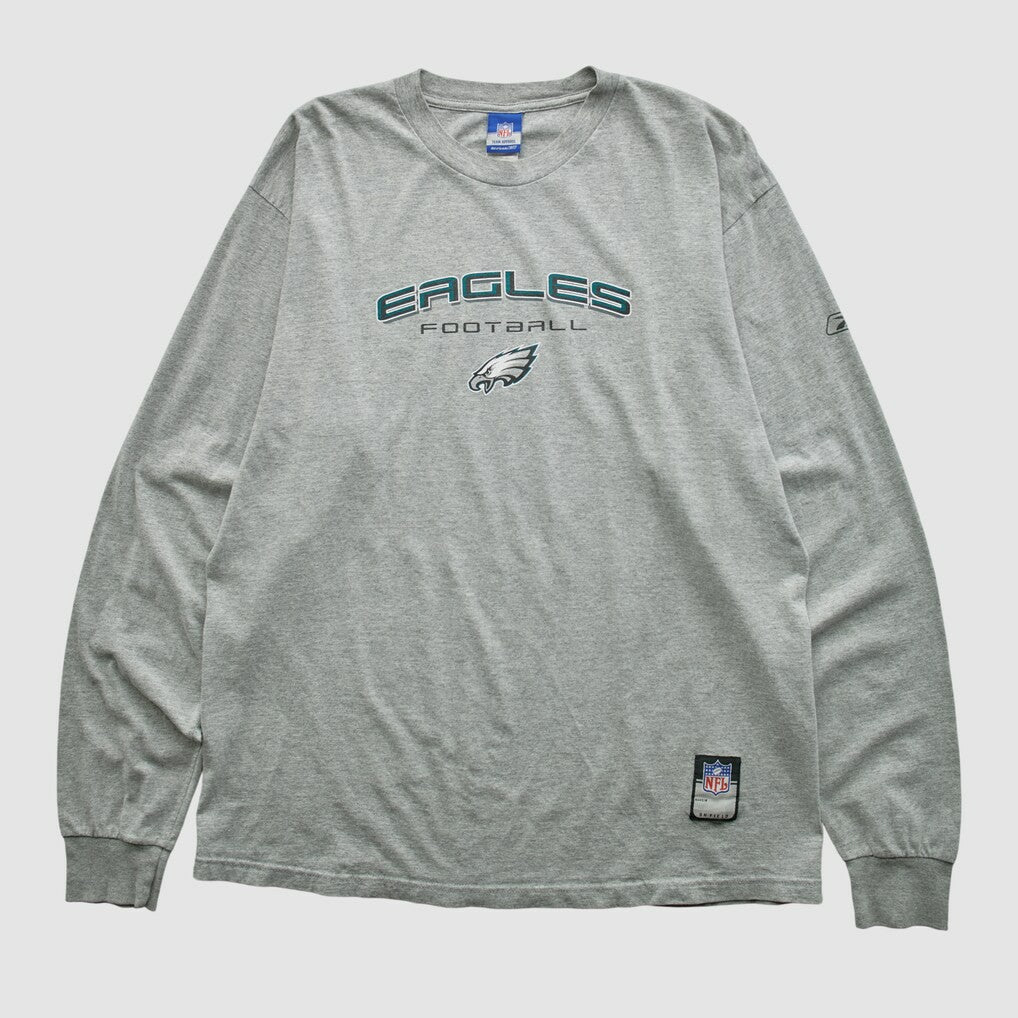 Philadelphia Eagles Reebok 2000s Long Sleeve T-shirt Heather Gray Vintage - Fanatics