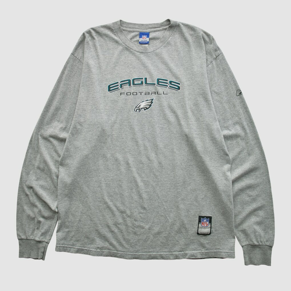 Philadelphia Eagles Reebok 2000s Long Sleeve T-shirt Heather Gray Vintage - Fanatics