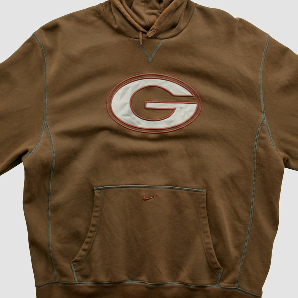 Green Bay Packers 2000s Hooded Pullover Sweatshirt Brown Vintage - Fanatics