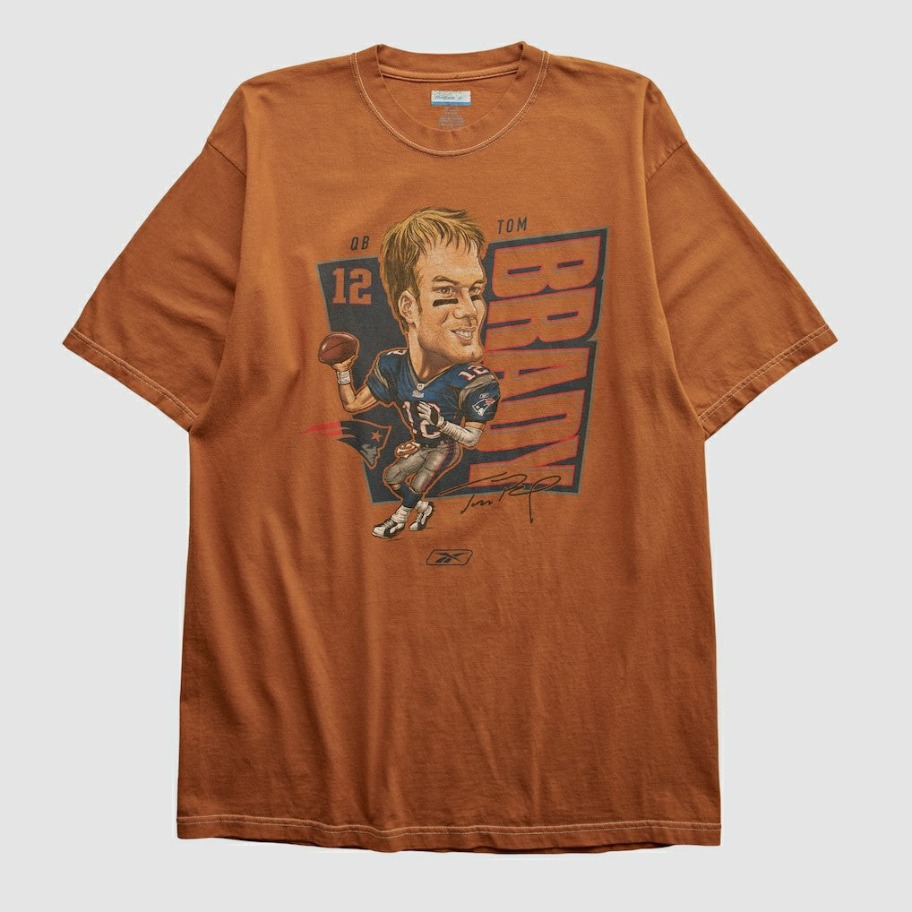 Tom Brady Reebok 2000s T-shirt Orange Vintage - Fanatics