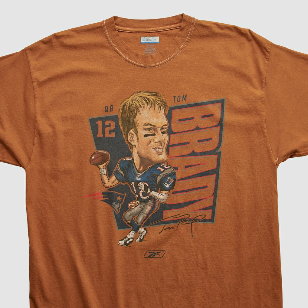 Tom Brady Reebok 2000s T-shirt Orange Vintage - Fanatics