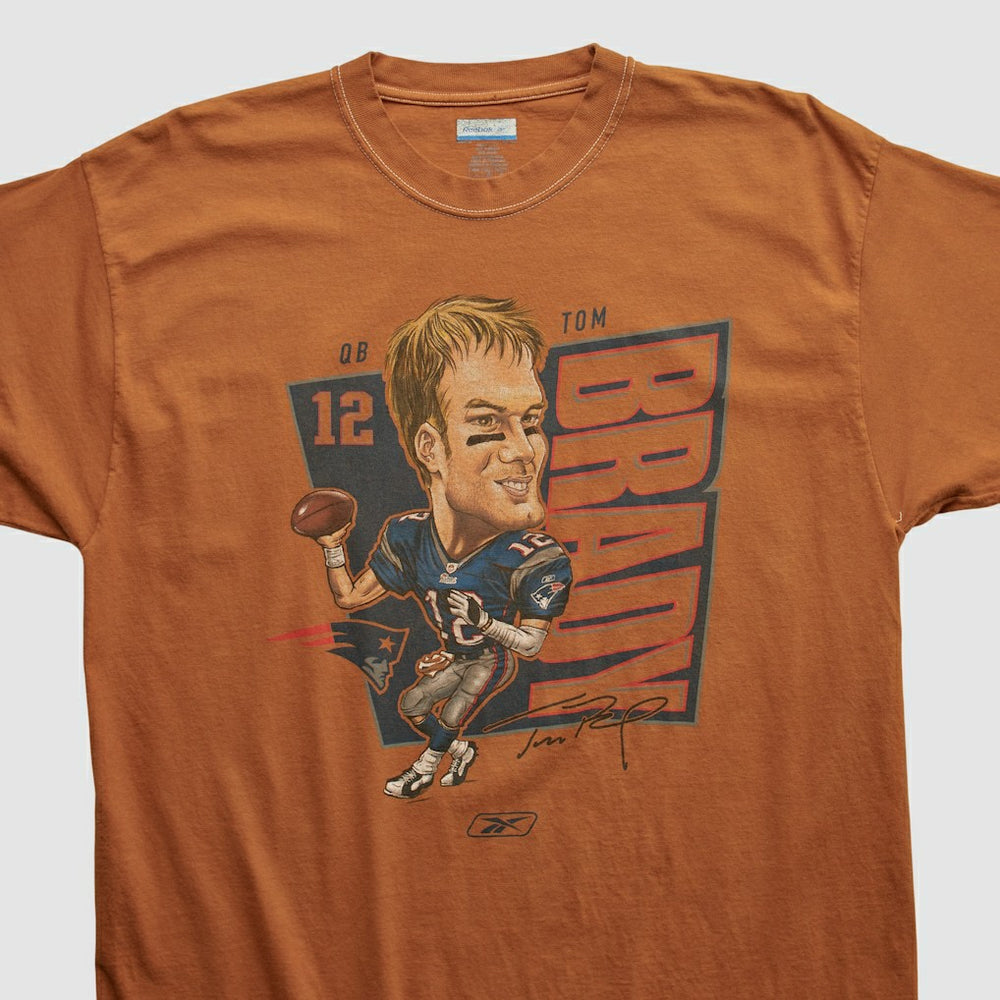 Tom Brady Reebok 2000s T-shirt Orange Vintage - Fanatics