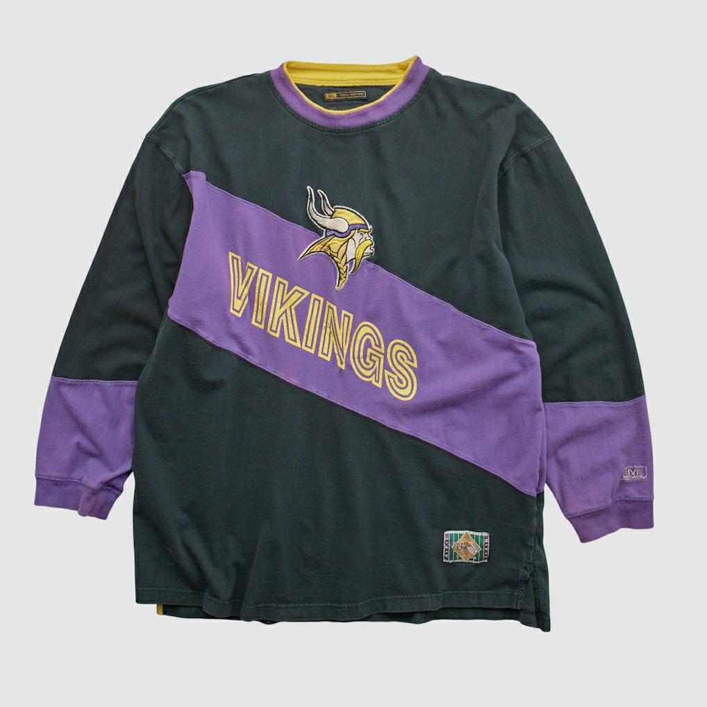 Minnesota Vikings Mirage 90s Long Sleeve T-shirt Black Vintage - Fanatics