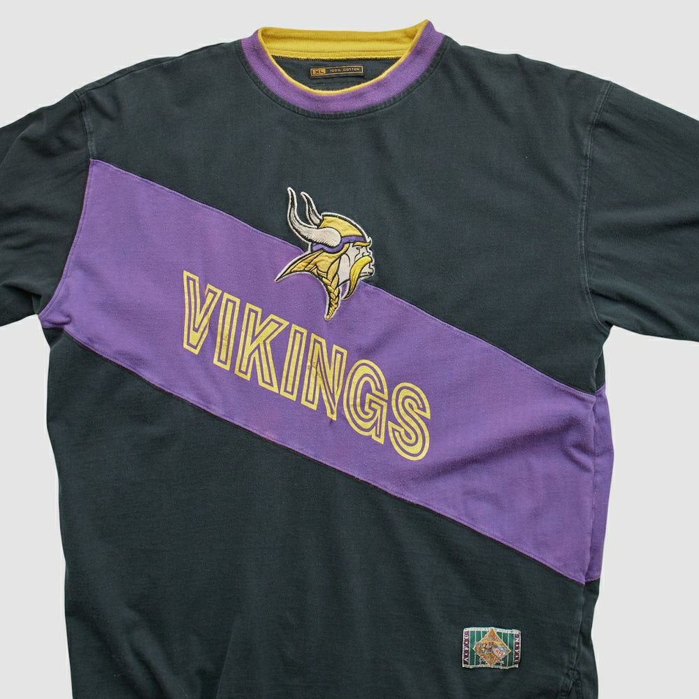 Minnesota Vikings Mirage 90s Long Sleeve T-shirt Black Vintage - Fanatics