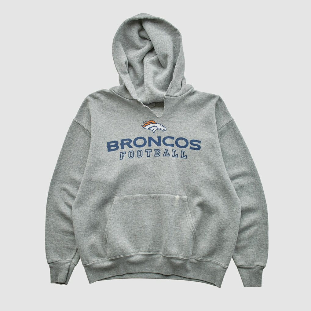 Denver Broncos NFL 2000s Hooded Pullover Sweatshirt Heather Gray Vintage - Fanatics
