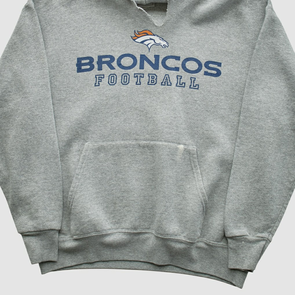Denver Broncos NFL 2000s Hooded Pullover Sweatshirt Heather Gray Vintage - Fanatics