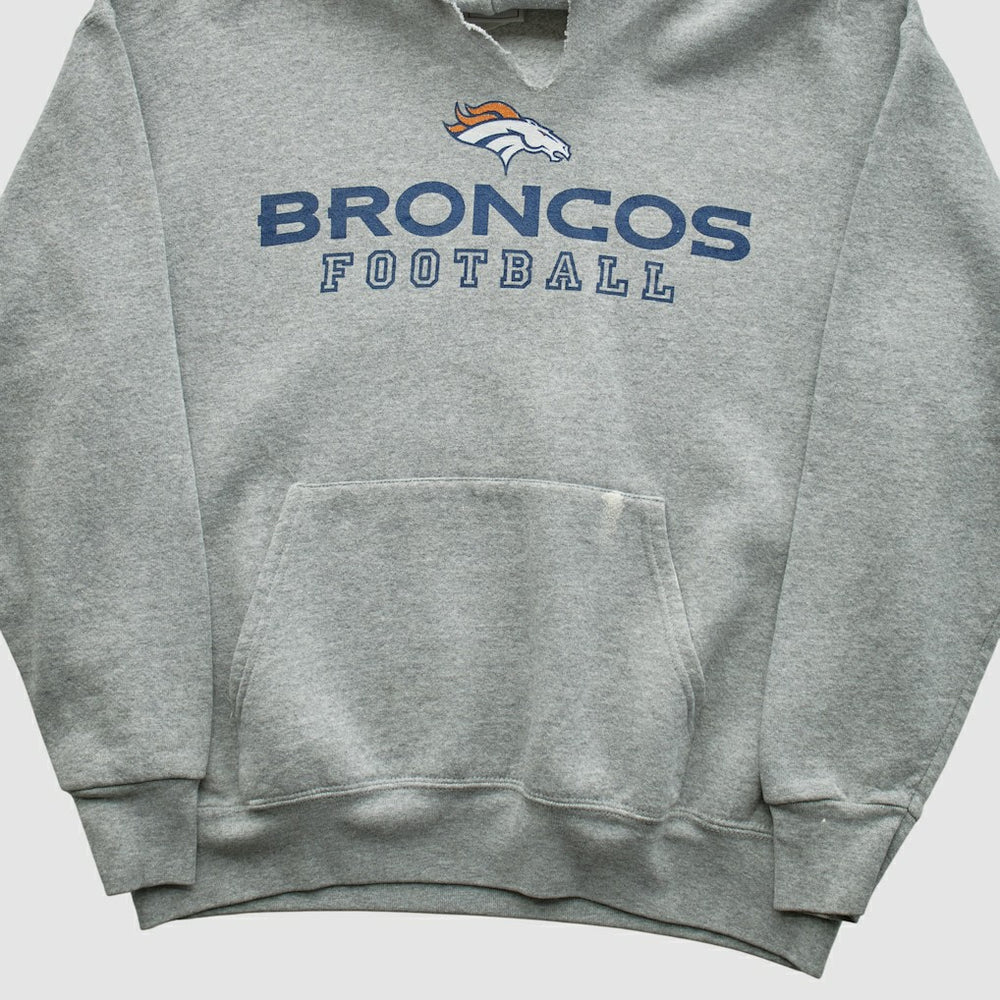 Denver Broncos NFL 2000s Hooded Pullover Sweatshirt Heather Gray Vintage - Fanatics