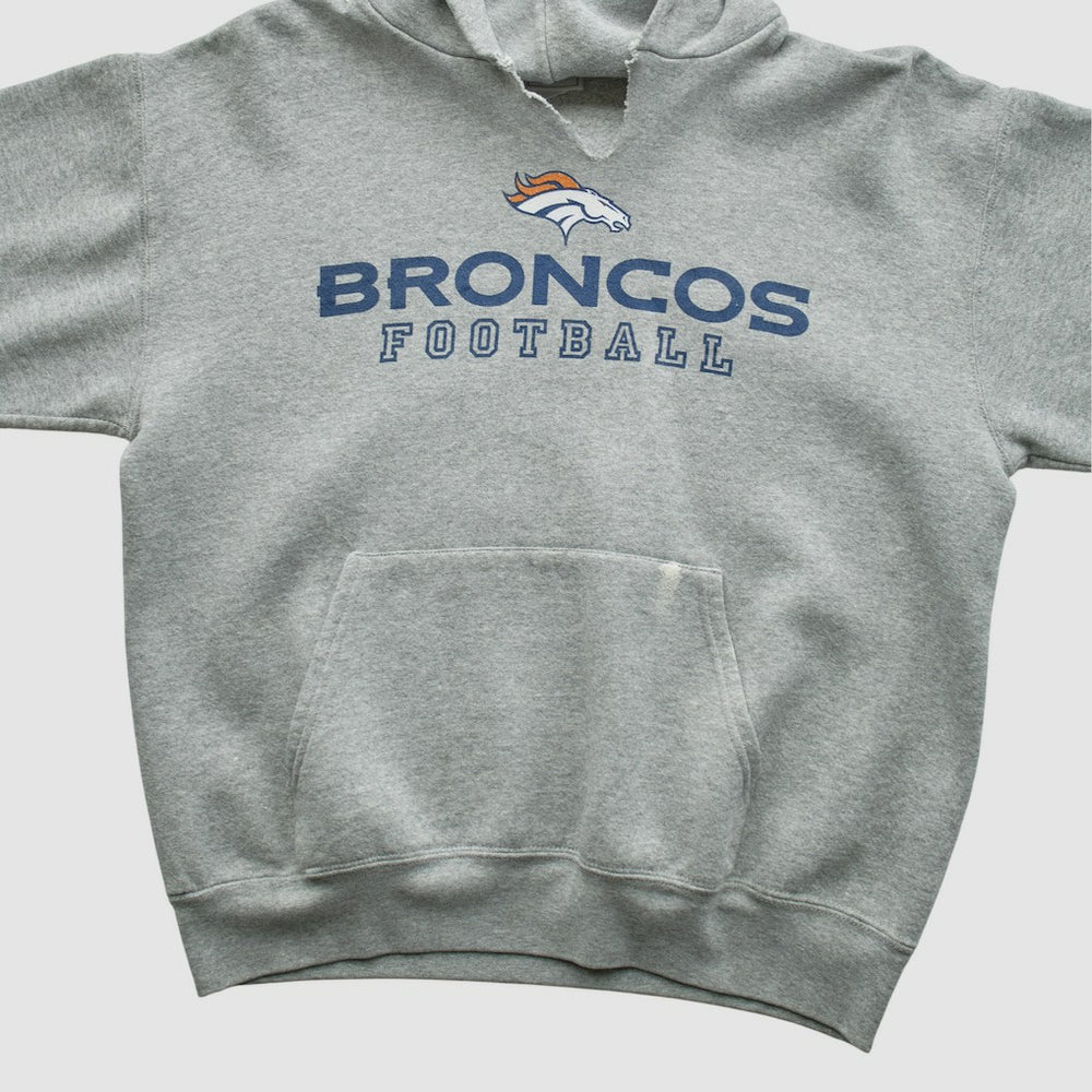Denver Broncos NFL 2000s Hooded Pullover Sweatshirt Heather Gray Vintage - Fanatics
