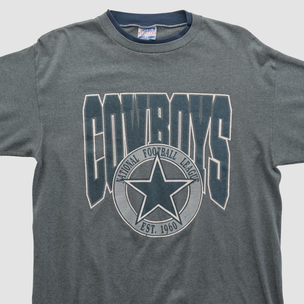 Dallas Cowboys Trench 90s T-shirt Gray Vintage - Fanatics