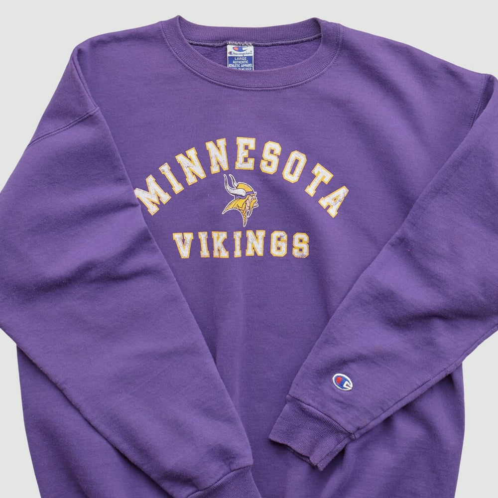 Minnesota Vikings Champion 90s Pullover Sweatshirt Purple Vintage - Fanatics