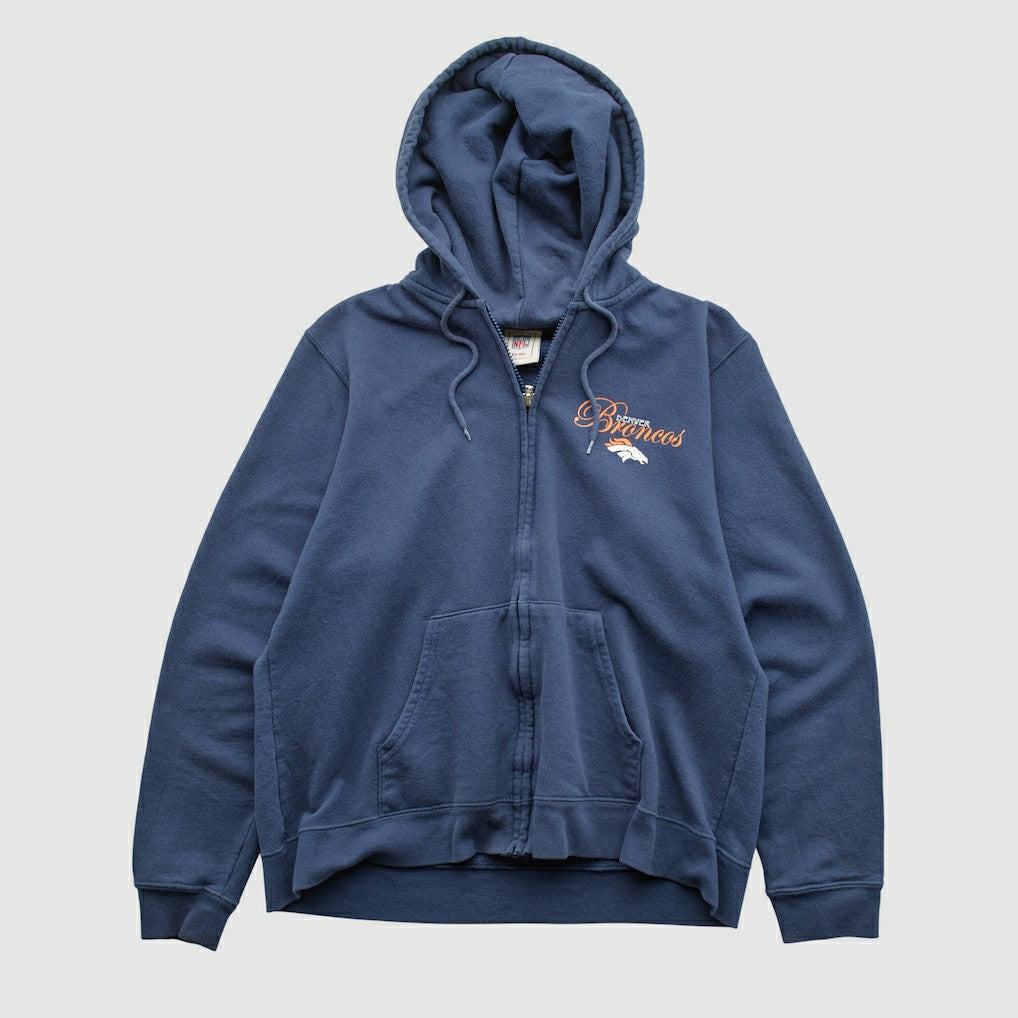 Denver Broncos NFL 2000s Hooded Full Zip Sweatshirt Navy Vintage - Fanatics