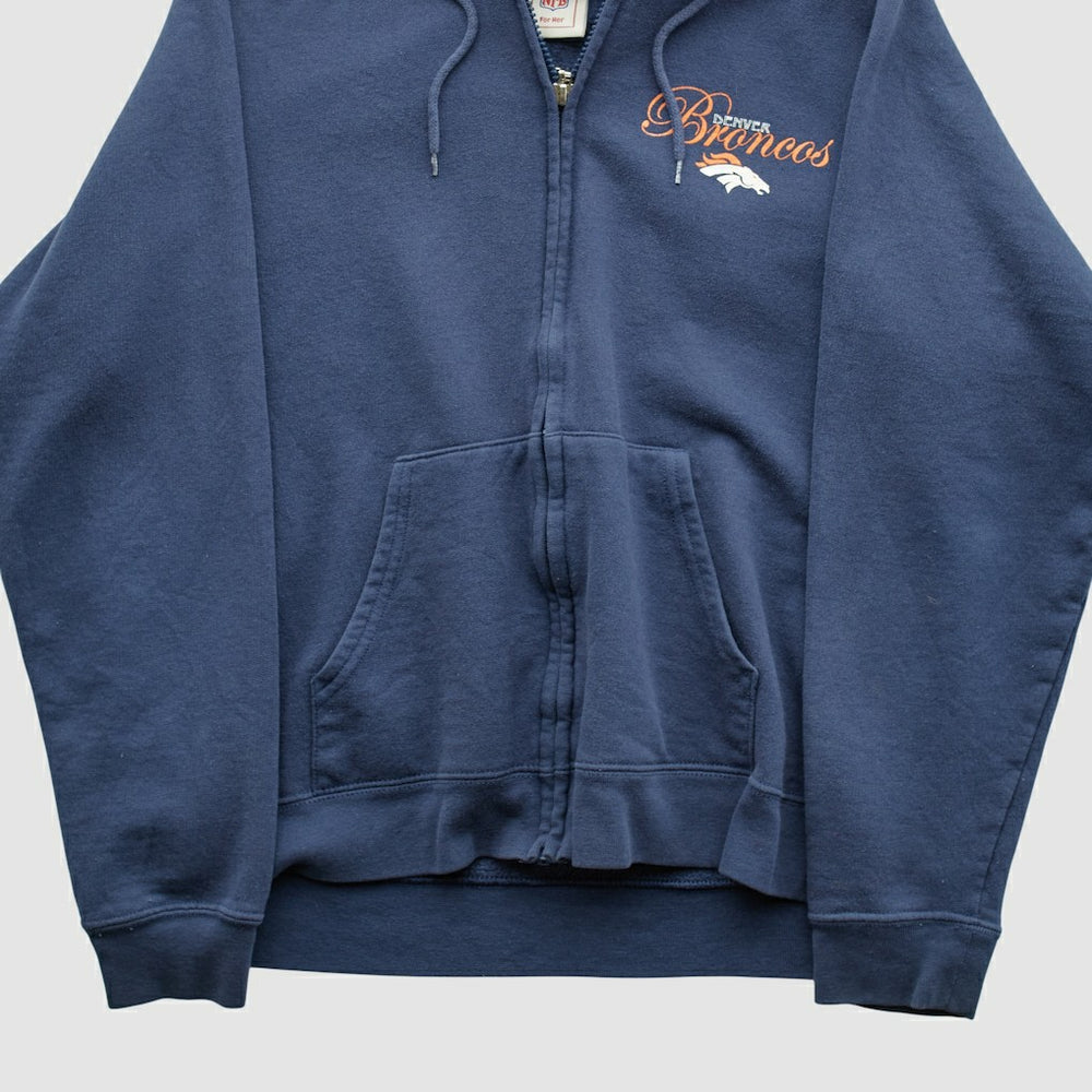 Denver Broncos NFL 2000s Hooded Full Zip Sweatshirt Navy Vintage - Fanatics