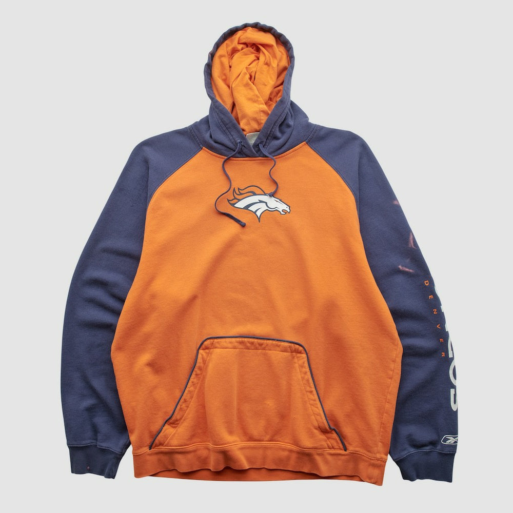 Denver Broncos Reebok 2000s Hooded Pullover Sweatshirt Orange Vintage - Fanatics
