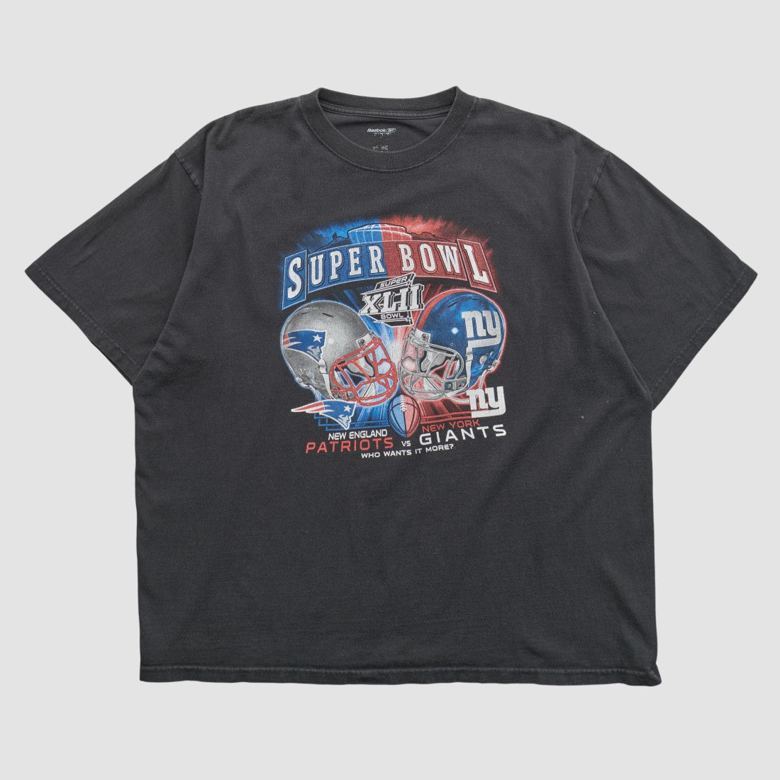 Super Bowl XLII Reebok 2008 T-shirt Black Vintage - Fanatics