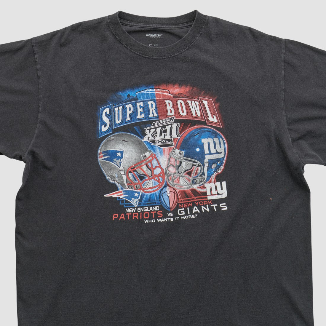 Super Bowl XLII Reebok 2008 T-shirt Black Vintage - Fanatics