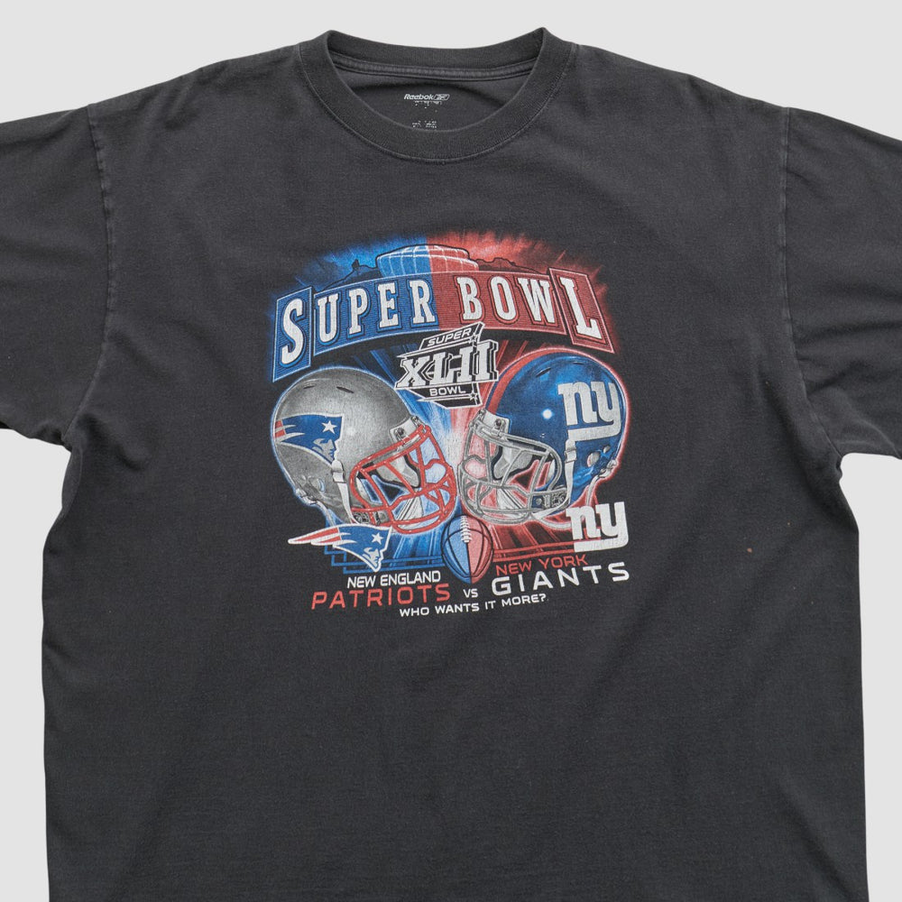 Super Bowl XLII Reebok 2008 T-shirt Black Vintage - Fanatics