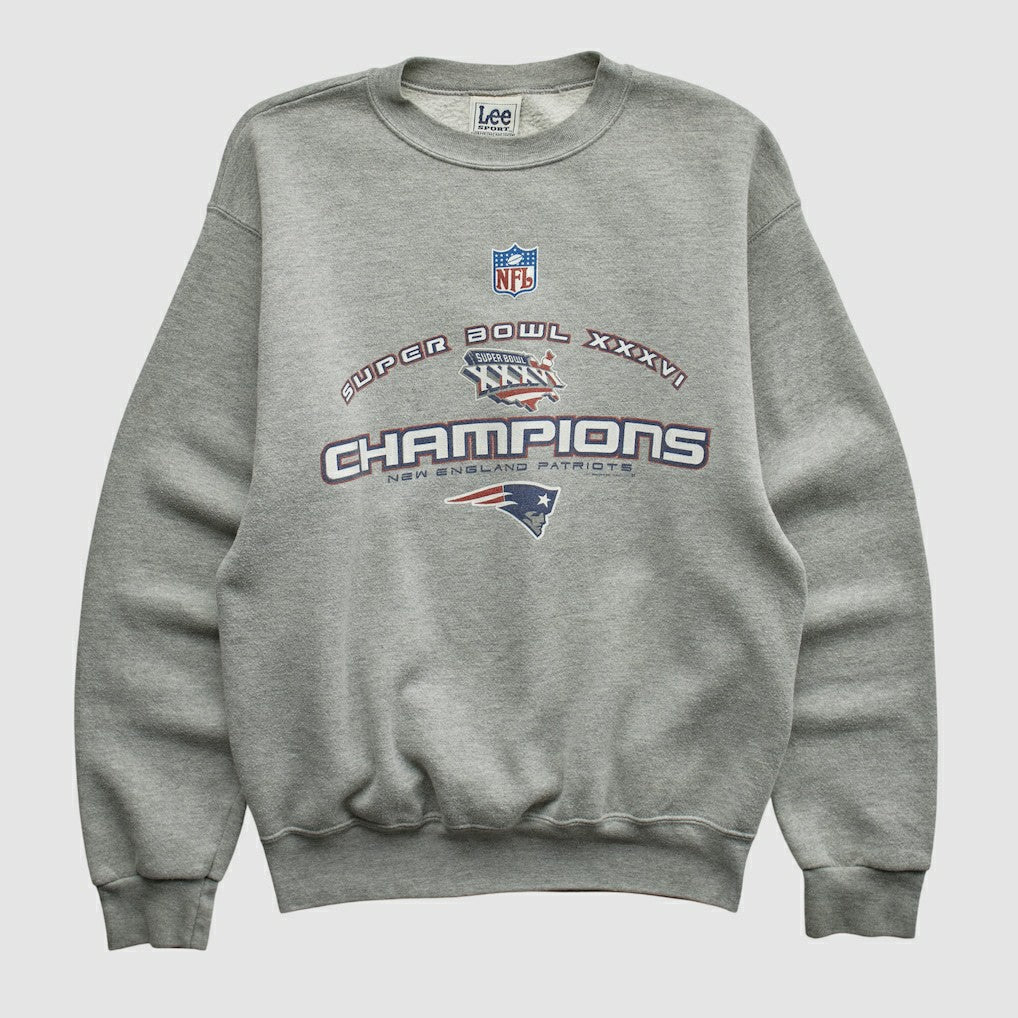 New England Patriots Lee Sport 2002 Pullover Sweatshirt Heather Gray Vintage - Fanatics