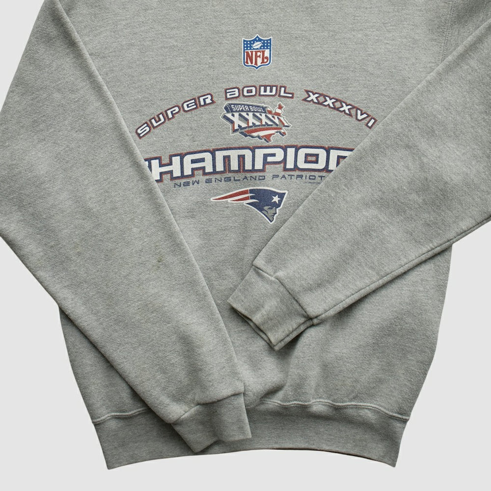New England Patriots Lee Sport 2002 Pullover Sweatshirt Heather Gray Vintage - Fanatics
