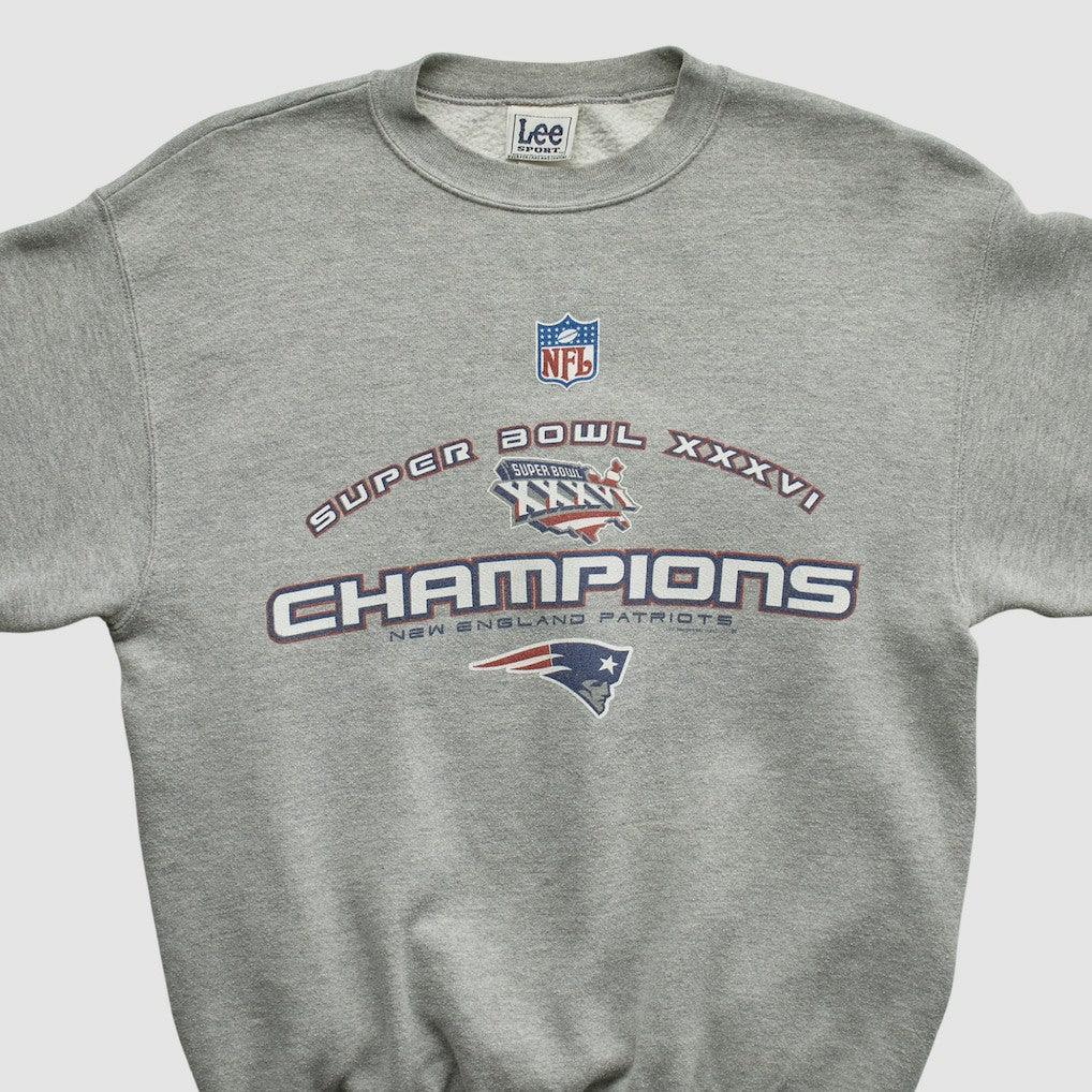 New England Patriots Lee Sport 2002 Pullover Sweatshirt Heather Gray Vintage - Fanatics