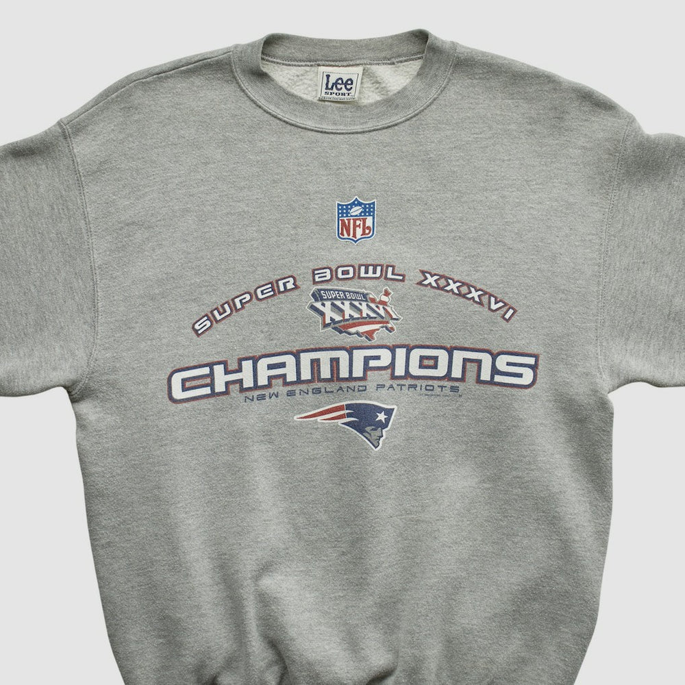 New England Patriots Lee Sport 2002 Pullover Sweatshirt Heather Gray Vintage - Fanatics
