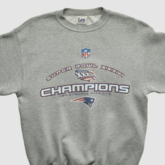 New England Patriots Lee Sport 2002 Pullover Sweatshirt Heather Gray Vintage - Fanatics